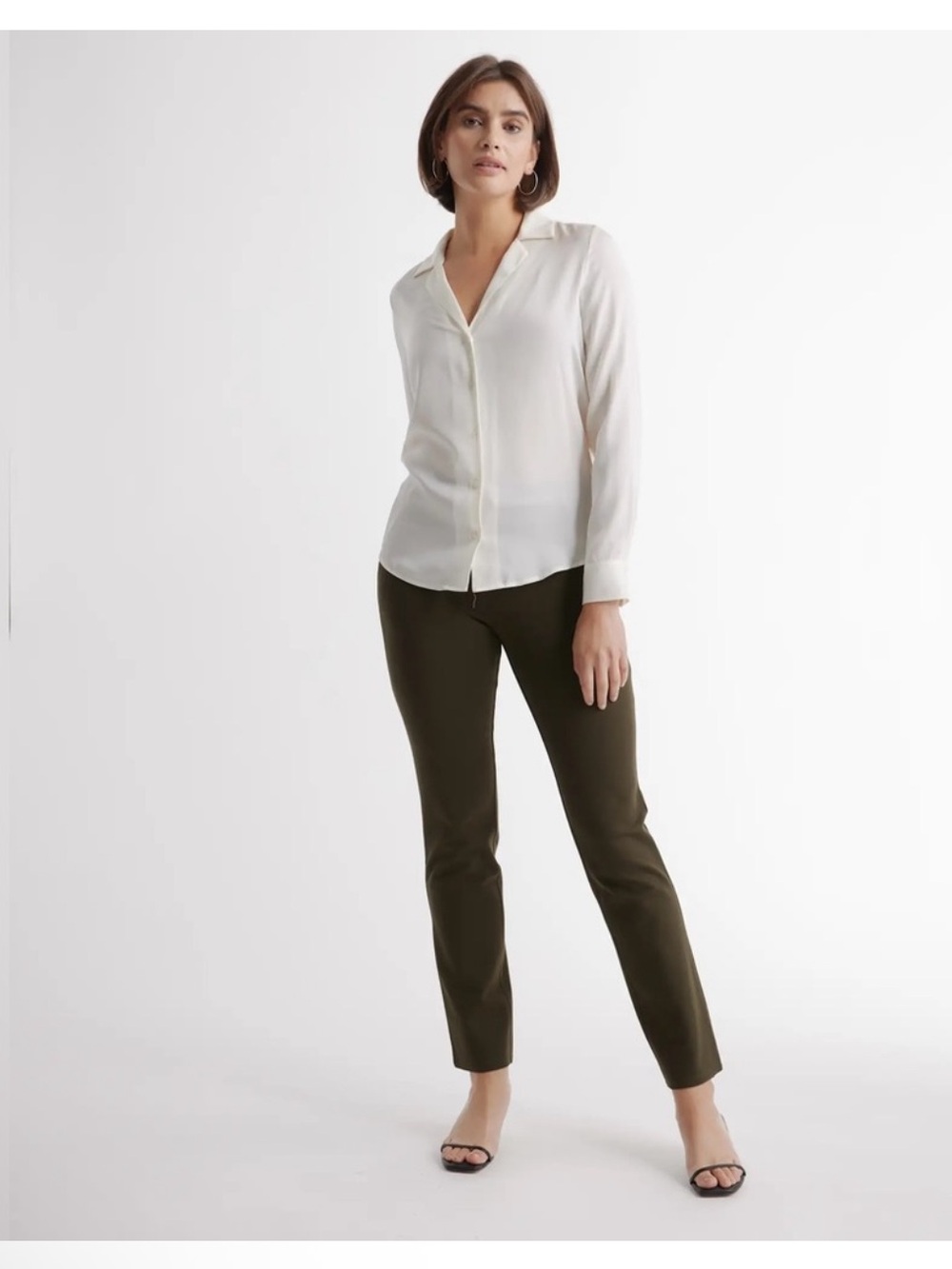 Quince Ultra-Stretch Ponte Straight Leg Pants in Olive Green Size medium NWT